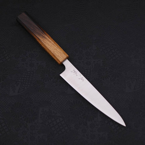 Petty Silver Steel #3 Polished Yaki Urushi Handle 135mm-[Musashi]-[Japanese-Kitchen-Knives]