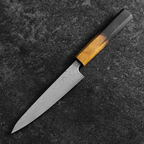 Petty Silver Steel #3 Tsuchime Damascus Yaki Urushi Handle 140mm (5.3”)-[Musashi]-[Japanese-Kitchen-Knives]