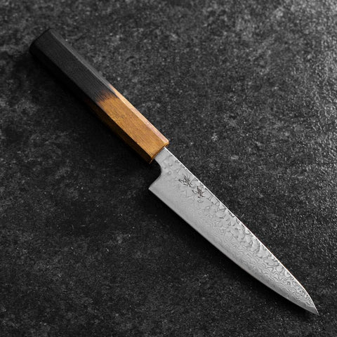 Petty Silver Steel #3 Tsuchime Damascus Yaki Urushi Handle 140mm (5.3”)-[Musashi]-[Japanese-Kitchen-Knives]