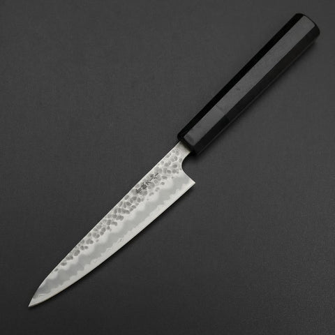Petty Stainless Clad Blue Super Tsuchime Sumi Urushi Handle 135mm (5.3”)-[Musashi]-[Couteaux de cuisine japonais]