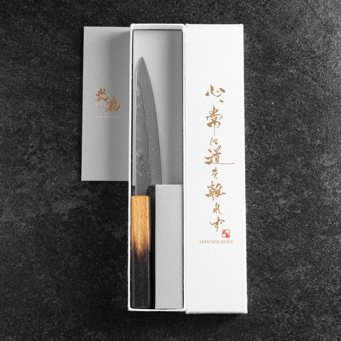 Petty Sweden Steel Nashiji Damas Manche Yaki Urushi 140mm-[Musashi]-[Couteaux de cuisine japonais]
