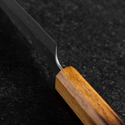 Petty Sweden Steel Nashiji Damascus Yaki Urushi Handle 140mm (5.3”)-[Musashi]-[Japanese-Kitchen-Knives]