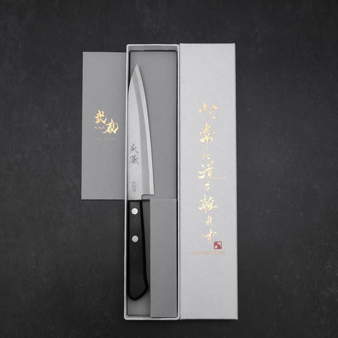 Petty VG-1 Poli Manche Occidental Noir 145mm (Tsuba-nashi)-[Musashi]-[Couteaux de cuisine japonais]