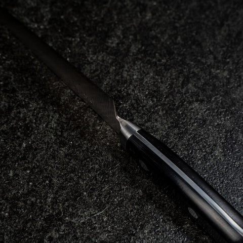 Petty VG-1 Tsuchime Manche Occidental Gris Sombre 135mm-[Musashi]-[Couteaux de cuisine japonais]