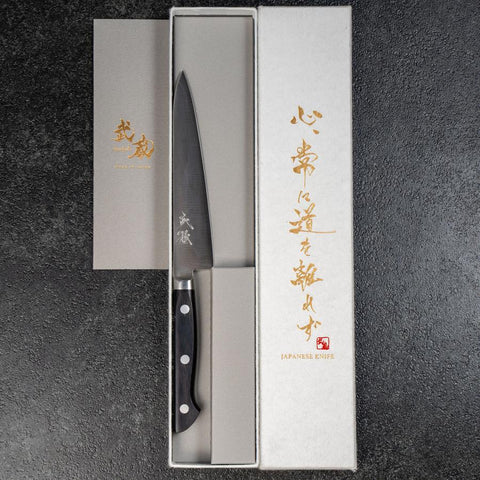 Petty VG-1 Tsuchime Manche Occidental Gris Sombre 135mm-[Musashi]-[Couteaux de cuisine japonais]