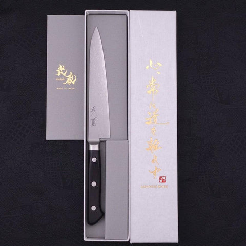 Petty VG-10 Damas Manche Occidental Noir 150mm-[Musashi]-[Couteaux de cuisine japonais]
