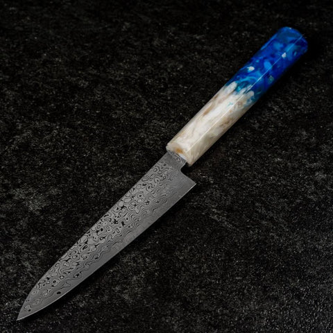 Petty VG-10 Damas Manche Océan Bleu et Blanc 135mm-[Musashi]-[Couteaux de cuisine japonais]