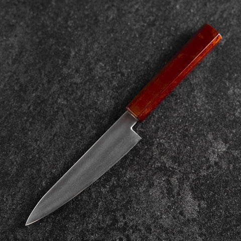 Petty VG-10 Damas Manche Urushi Rouge Yamanaka 135mm-[Musashi]-[Couteaux de cuisine japonais]