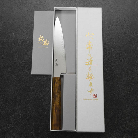 Petty VG-10 Damas Manche en Bois de Bouleau Jaune-Brun 150mm-[Musashi]-[Couteaux de cuisine japonais]