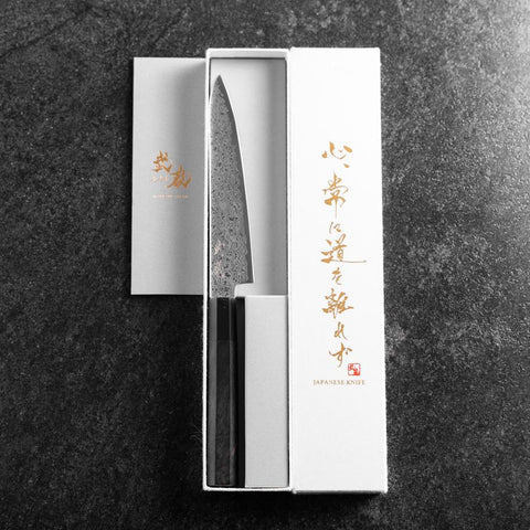 Petty VG-10 Damas Manche en Buffle et Ébène 150mm-[Musashi]-[Couteaux de cuisine japonais]