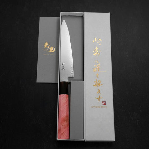 Petty VG-10 Damas Manche en Buffle et Érable Rose Sombre 150mm-[Musashi]-[Couteaux de cuisine japonais]
