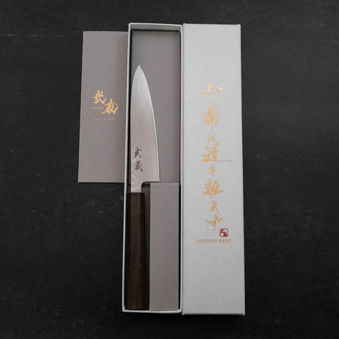 Petty VG-10 Damascus Ashwood Handle 130mm-[Musashi]-[Couteaux de cuisine japonais]