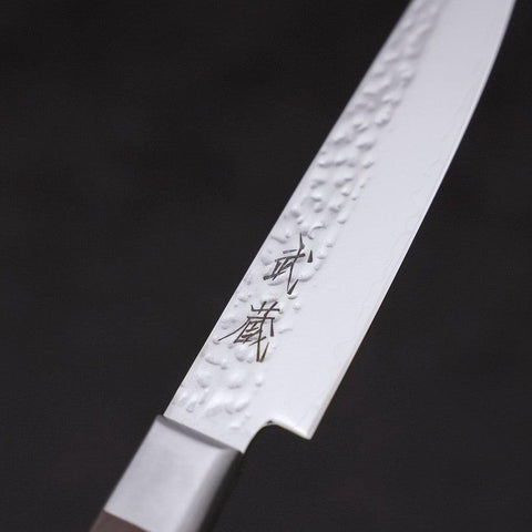 Petty VG-10 Miroir Tsuchime Damas Manche Occidental en Acajou 135mm-[Musashi]-[Couteaux de cuisine japonais]