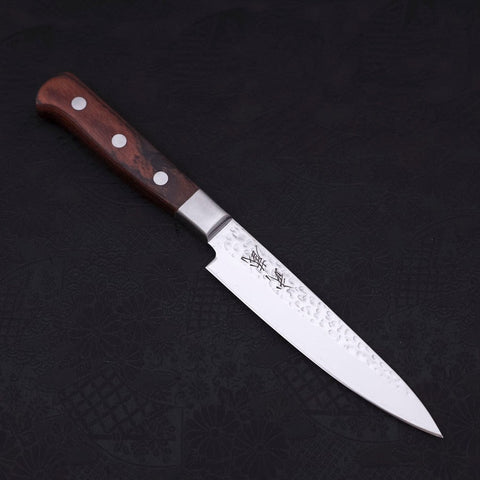 Petty VG-10 Miroir Tsuchime Damas Manche Occidental en Acajou 135mm-[Musashi]-[Couteaux de cuisine japonais]
