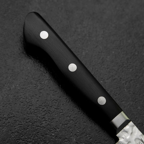 Petty VG-10 Miroir Tsuchime Damas Manche en Occidental Noir 135mm-[Musashi]-[Couteaux de cuisine japonais]
