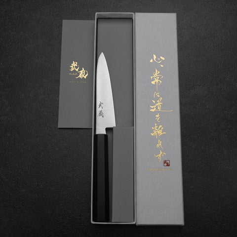 Petty VG-10 Poli Manche en Ébène 115mm-[Musashi]-[Couteaux de cuisine japonais]