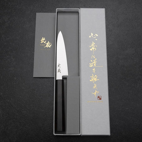 Petty VG-10 Poli Manche en Ébène 115mm-[Musashi]-[Couteaux de cuisine japonais]
