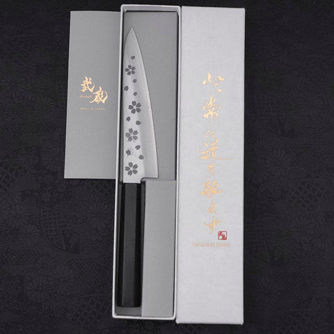 Petty VG-10 Sakura Poli Manche en Ébène 150mm-[Musashi]-[Couteaux de cuisine japonais]