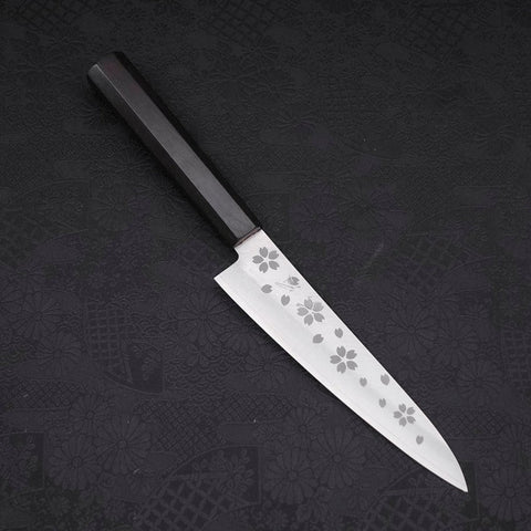 Petty VG-10 Sakura Poli Manche en Ébène 150mm-[Musashi]-[Couteaux de cuisine japonais]