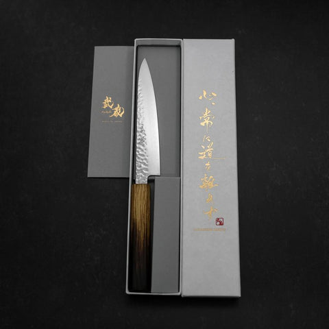 Petty VG-10 Tsuchime Damas Manche Yaki-Urushi 150mm-[Musashi]-[Couteaux de cuisine japonais]