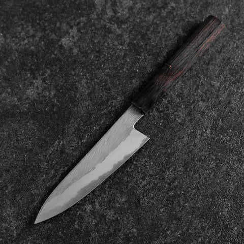Petty White Steel #1 Tsuchime Manche en Buffle et Ébène 135mm-[Musashi]-[Couteaux de cuisine japonais]