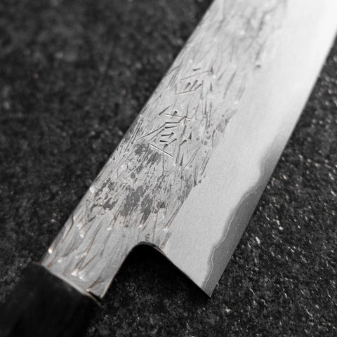 Petty White Steel #1 Tsuchime Manche en Buffle et Ébène 135mm-[Musashi]-[Couteaux de cuisine japonais]