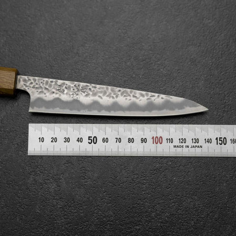 Petty White Steel #1 Tsuchime Manche en Chêne 140mm-[Musashi]-[Couteaux de cuisine japonais]