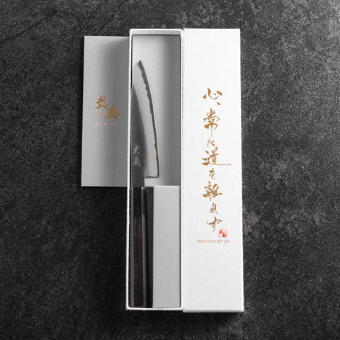 Petty White Steel #2 Kurouchi Manche en Buffle et Ébène 130mm-[Musashi]-[Couteaux de cuisine japonais]