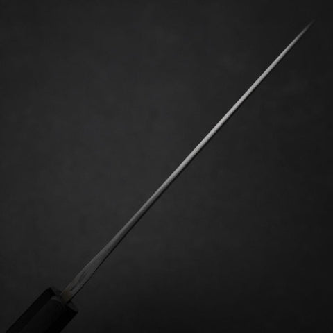 Petty White Steel #2 Revêtement inox Kurouchi Chokin Nami Manche en Buffle et Ébène 150mm-[Musashi]-[Couteaux de cuisine japonais]