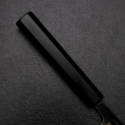 Petty White Steel #2 Revêtement inox Kurouchi Chokin Papillon Manche en Buffle et Ébène 150mm-[Musashi]-[Couteaux de cuisine japonais]