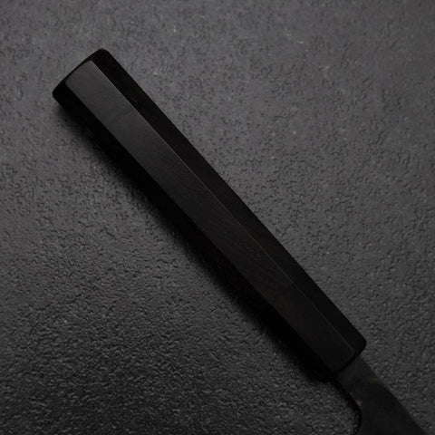 Petty White Steel #2 Revêtement inox Kurouchi Chokin Soleil-Nuage Chanceux Manche en Buffle et Ébène 150mm-[Musashi]-[Couteaux de cuisine japonais]