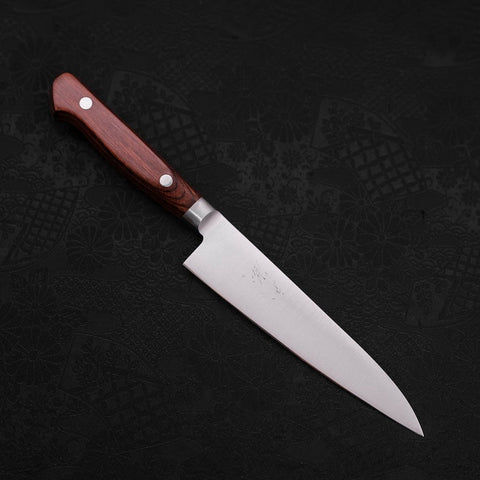 Petty knife AUS-8 Polished Western Brown Handle 130mm