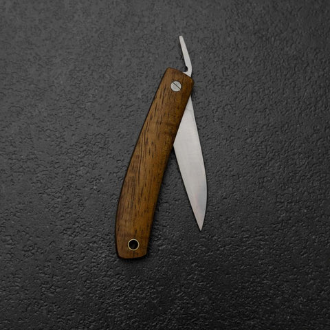 Pocket Knife VG-10 Hawaiian Koa Outdoor Knife 55mm with Leather Sheath (2.2”)-[Musashi]-[Couteaux de cuisine japonais]