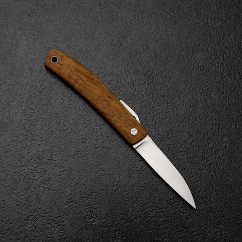 Pocket Knife VG-10 Hawaiian Koa Outdoor Knife 55mm with Leather Sheath (2.2”)-[Musashi]-[Couteaux de cuisine japonais]