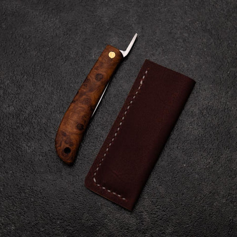 Pocket Knife VG-10 Karin 60mm with Leather Sheath (2.4”)-[Musashi]-[Couteaux de cuisine japonais]