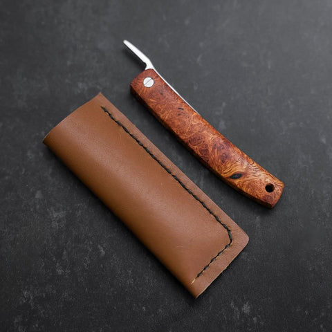 Pocket Knife VG-10 Karin Outdoor Knives 85mm with Leather Sheath (3.3”)-[Musashi]-[Couteaux de cuisine japonais]