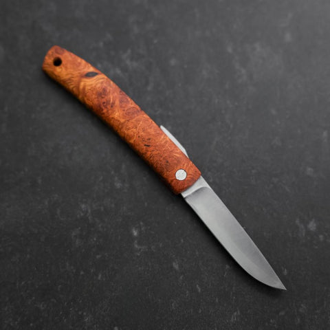 Pocket Knife VG-10 Karin Outdoor Knives 85mm with Leather Sheath (3.3”)-[Musashi]-[Couteaux de cuisine japonais]