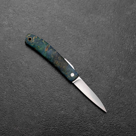 Pocket Knife VG-10 Stabilized Wood Outdoor Knife 60mm with Leather Sheath (2.4”)-[Musashi]-[Couteaux de cuisine japonais]