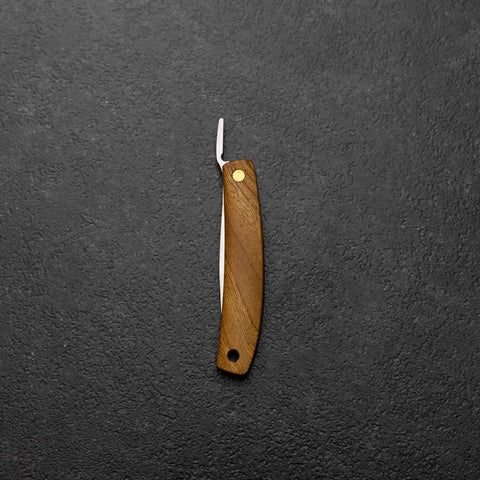 Pocket Knife VG-10 Zelkova Outdoor Knife 60mm with Leather Sheath (2.4”)-[Musashi]-[Couteaux de cuisine japonais]