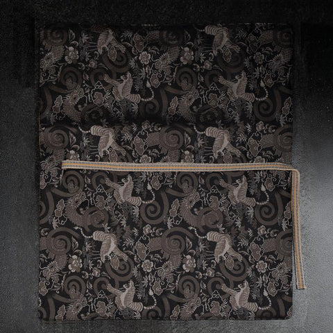 Rouleau pour Couteaux de Cuisine Style Japonais Musashi Tigre Blanc 4 Pochettes Fait Main