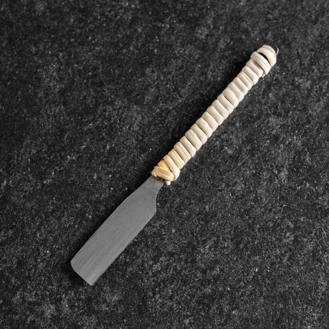 Rasoir/Kamisori Blue Steel #2 Kurouchi Manche Corde Blanche 50mm avec Boîte en Bois-[Musashi]-[Couteaux de cuisine japonais]