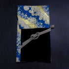 Rouleau pour Couteaux de Cuisine Style Japonais Musashi Bleu et Or Riviere et Sakura 1 Poche Fait Main-[Musashi]-[Couteaux de cuisine japonais]