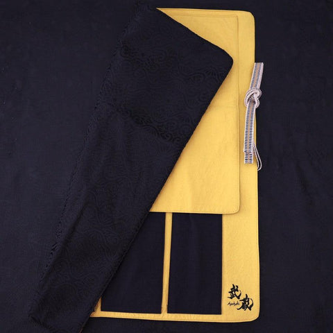 Rouleau pour Couteaux de Cuisine Style Japonais Musashi Fleurs Noires 4 Pochettes Fait Main-[Musashi]-[Couteaux de cuisine japonais]