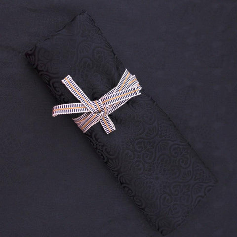 Rouleau pour Couteaux de Cuisine Style Japonais Musashi Fleurs Noires 4 Pochettes Fait Main-[Musashi]-[Couteaux de cuisine japonais]