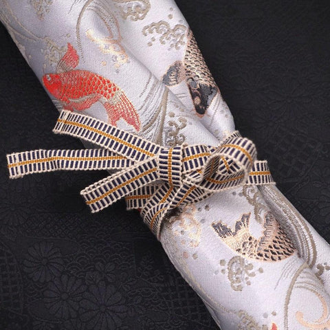 Rouleau pour Couteaux de Cuisine Style Japonais Musashi Koi-Blanc 4 Pochettes Fait Main-[Musashi]-[Couteaux de cuisine japonais]