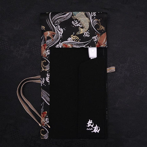 Rouleau pour Couteaux de Cuisine Style Japonais Musashi Noir Koi 1 Poche Fait Main-[Musashi]-[Couteaux de cuisine japonais]