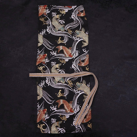 Rouleau pour Couteaux de Cuisine Style Japonais Musashi Noir Koi 1 Pochette Fait Main-[Musashi]-[Couteaux de cuisine japonais]