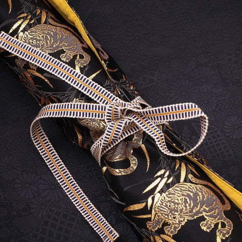 Rouleau pour Couteaux de Cuisine Style Japonais Musashi Tigre 4 Pochettes Fait Main-[Musashi]-[Couteaux de cuisine japonais]