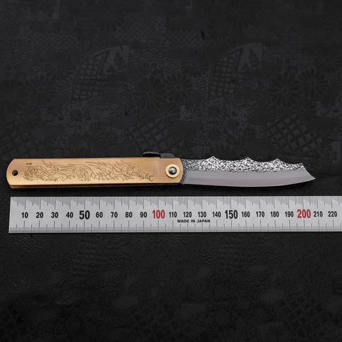 Ryubu-Dragon Brass Higonokami Aogami 120mm (4.7”)-[Musashi]-[Couteaux de cuisine japonais]