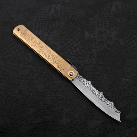 Ryubu-Dragon Brass Higonokami Aogami 120mm (4.7”)-[Musashi]-[Couteaux de cuisine japonais]